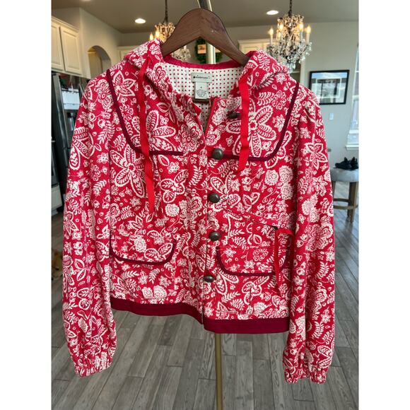 Elevenses Red Corduroy Quilted Jacket Size 4 - Picture 3 of 8